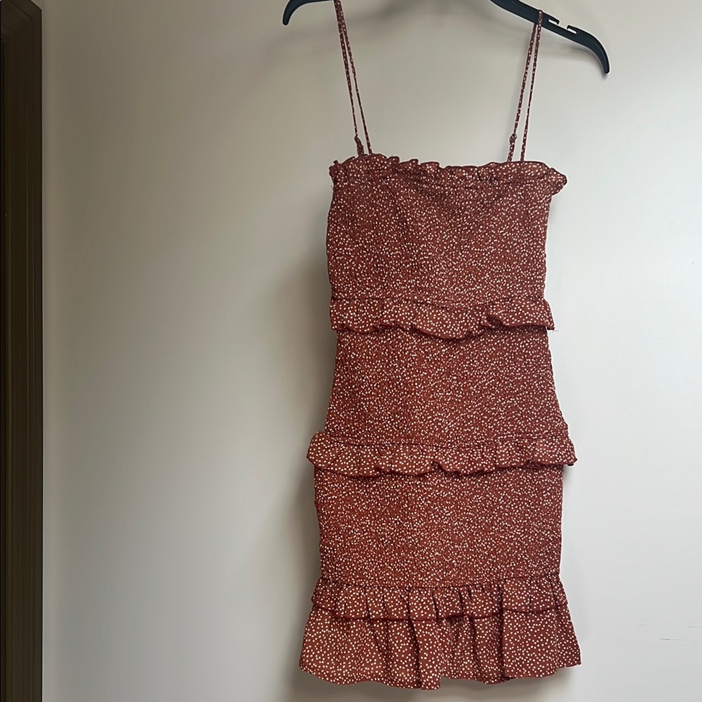 Hello Molly Pink Ruched Tiered Mini Sundress